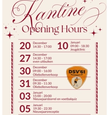Kantine openingstijden deze week